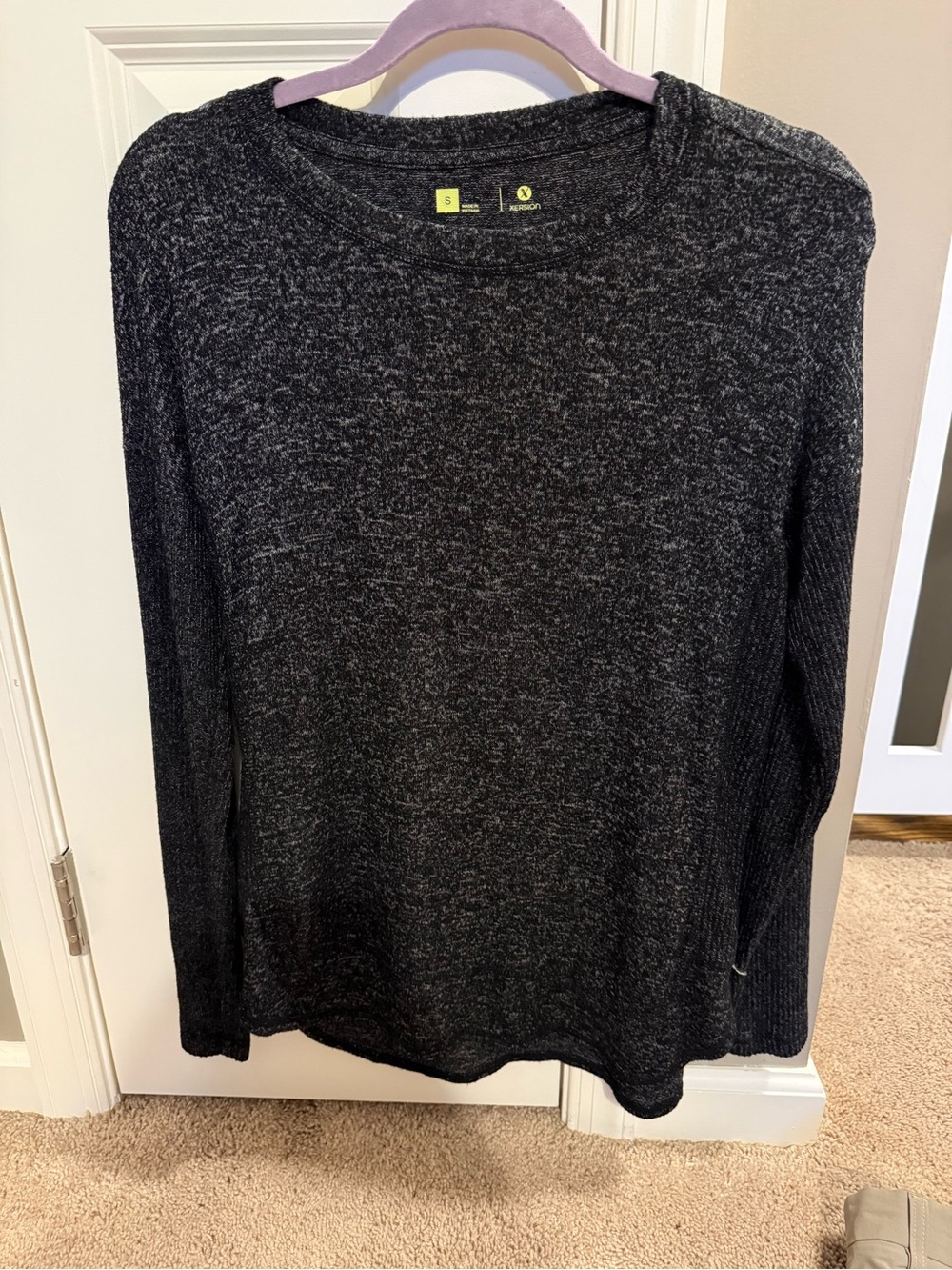 Xersion Women's Long Sleeve Knit Top - Heather Black